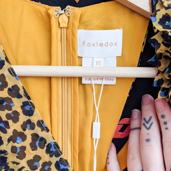 New Foxiedoe Sassa Leopard Printed Cutout Back Fringe Tiered Mini Dress - Picture 5 of 12